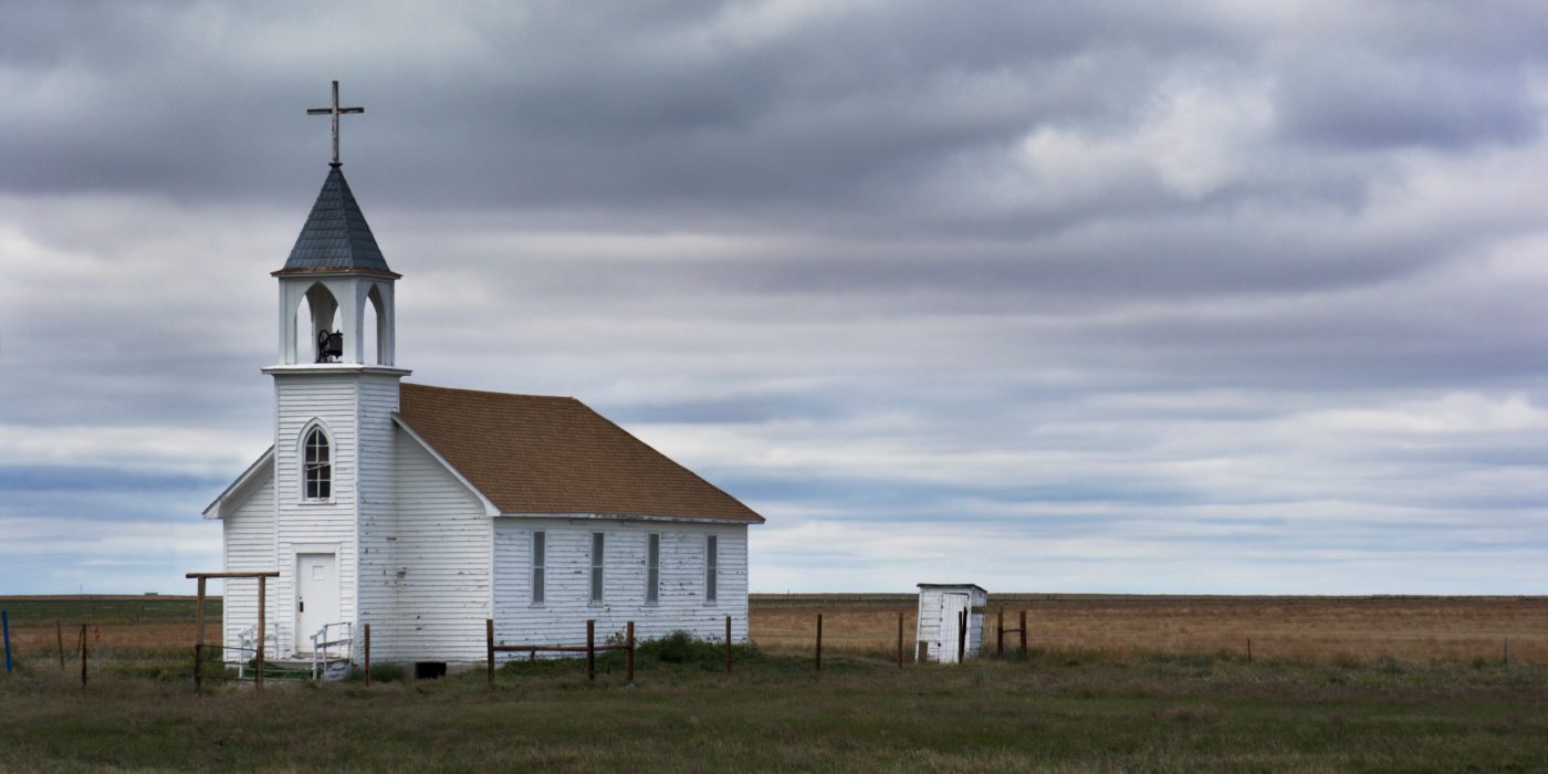 church in a field